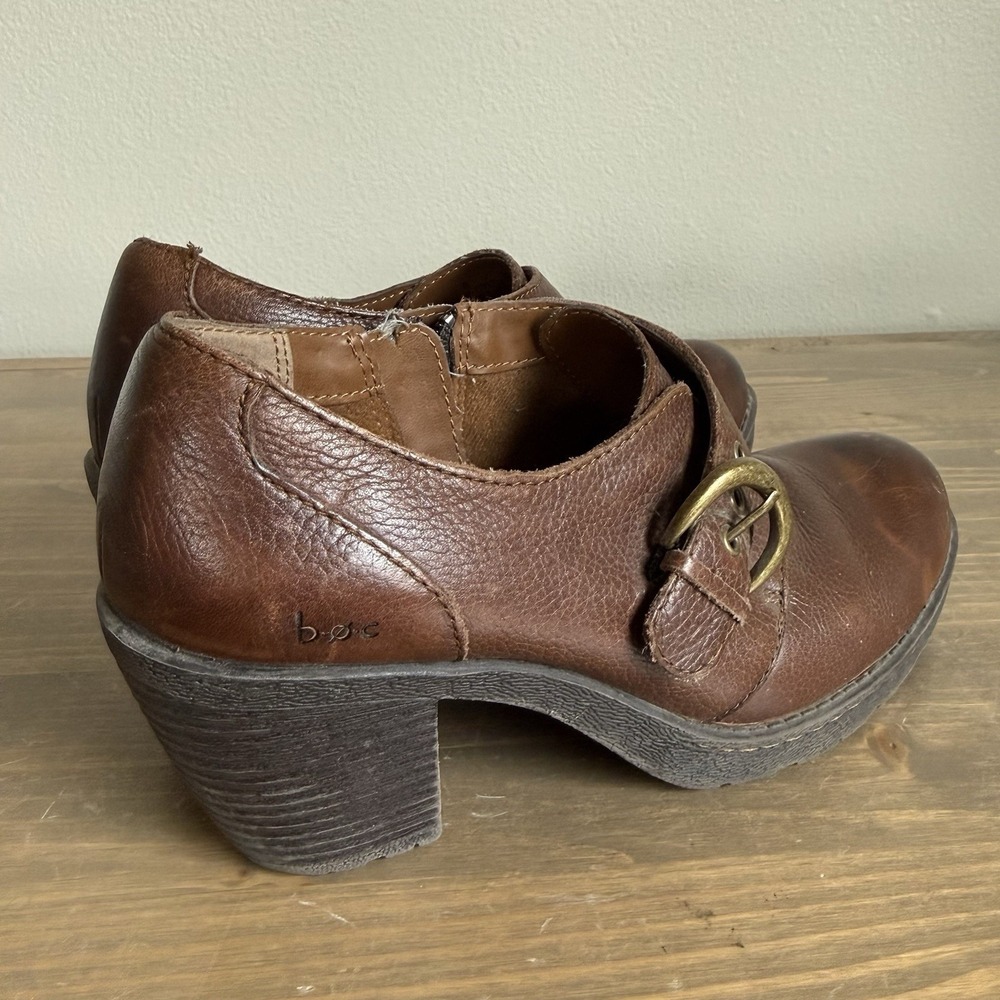 B.o.c Born Concept Womens 8/39 Brown Leather Buckle Ankle Boots Heels‎ Shoes - Picture 4 of 9